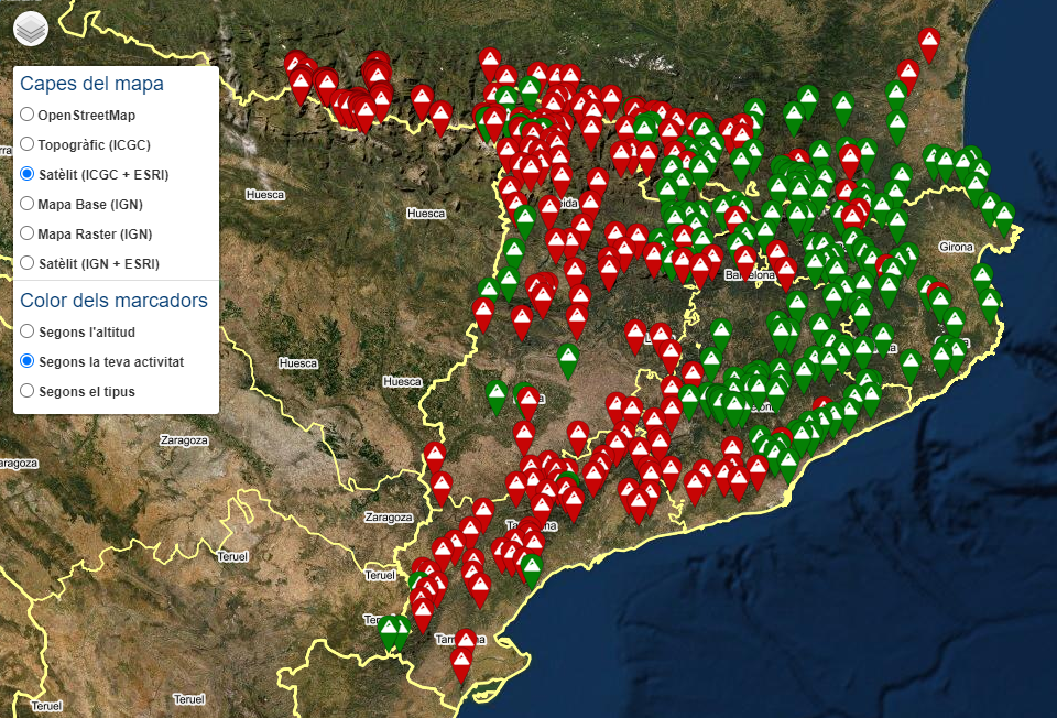 Exemple d'esquema de colors dels marcadors segons la teva activitat Segons la teva activitat