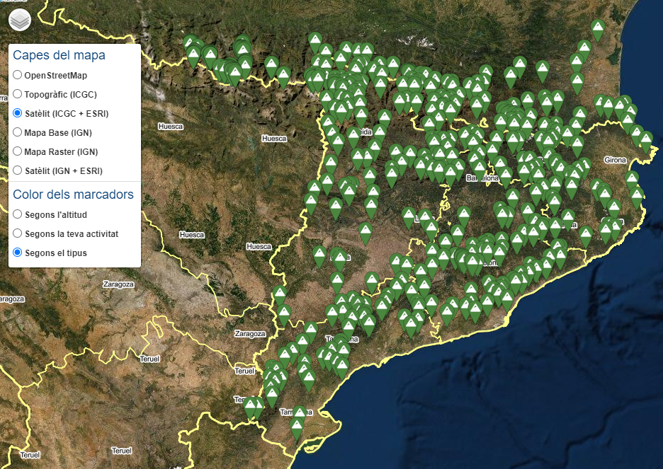 Exemple d'esquema de colors segons el tipus d'objecte representat en el mapa Segons el tipus