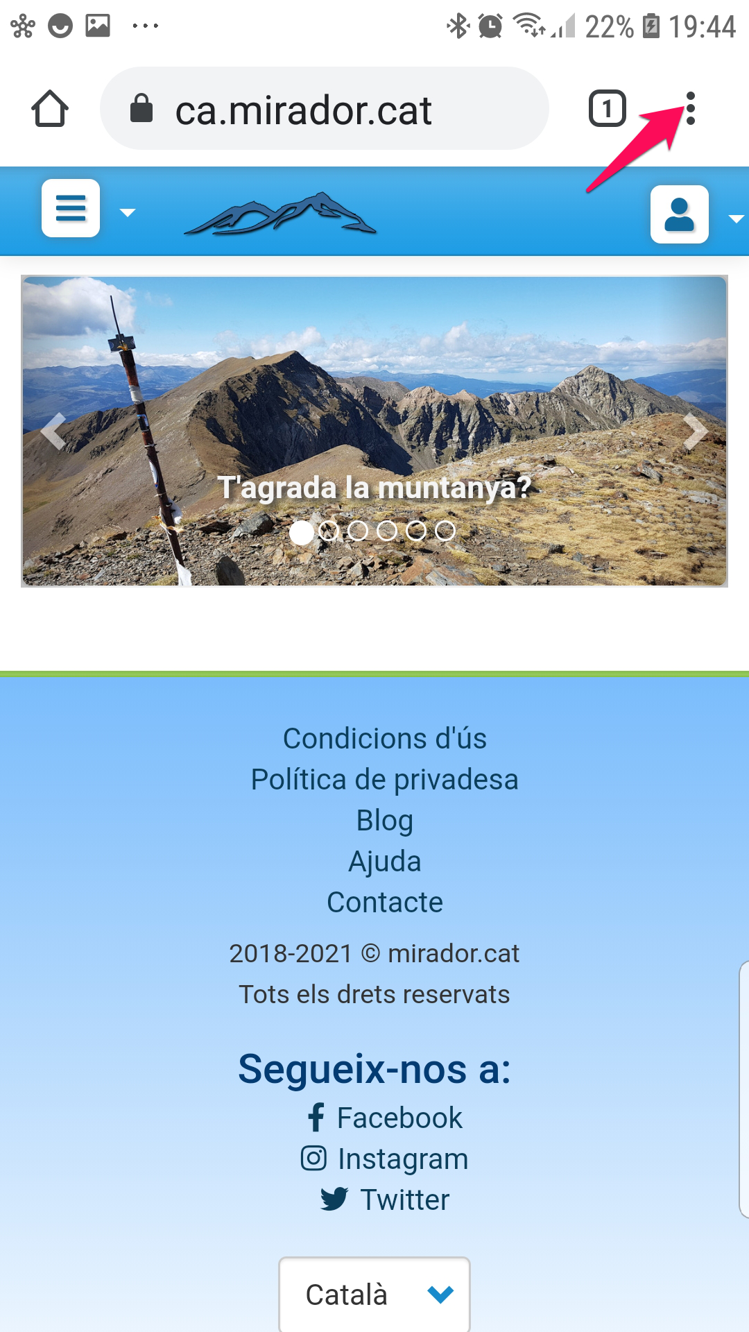 Afegir a pàgina d'inici - pas 1